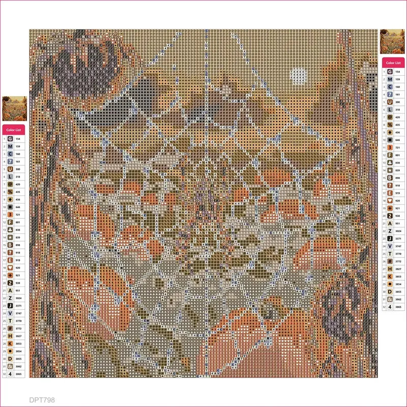Diamond painting adhesive canvas preview - Dewy Spiderweb over the Pumpkin Patch