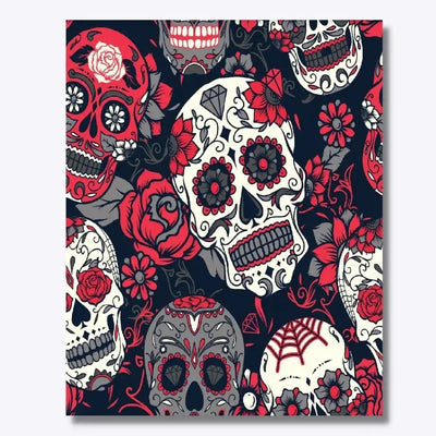 Gothic Melancholy diamond painting finished piece, skull design