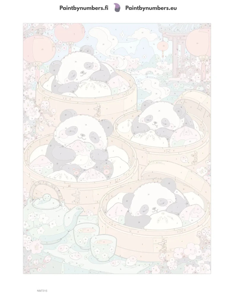 Paint by numbers numbered canvas - Dim Sum Pandas 30x40cm