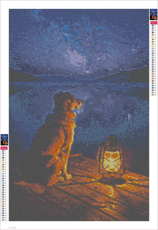 Dog by Lantern diamond painting adhesive canvas 40x60cm