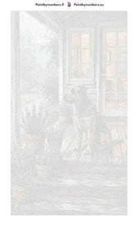 Thumbnail for Paint by numbers numbered canvas - Dog on Porch Steps 40x70cm