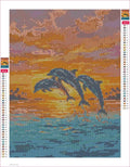 Thumbnail for Dolphins at Sunset diamond painting adhesive canvas 30x40cm
