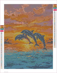 Thumbnail for Dolphins at Sunset diamond painting adhesive canvas 30x40cm