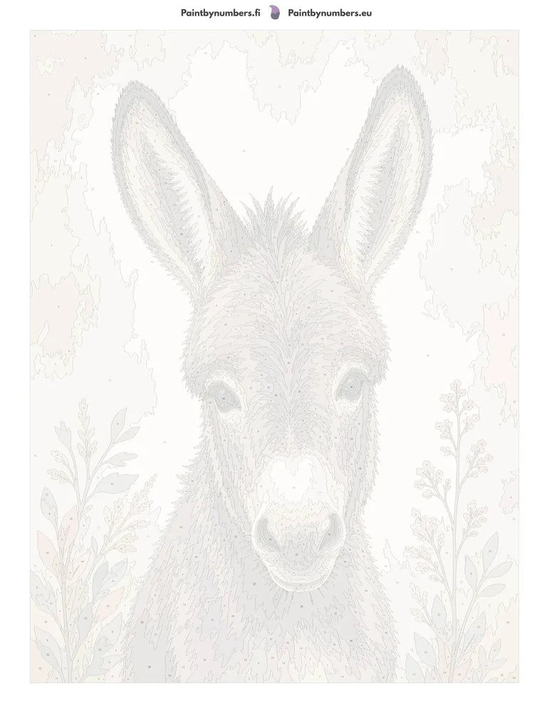 Numbered canvas - Donkey Portrait with Plants 60x80cm