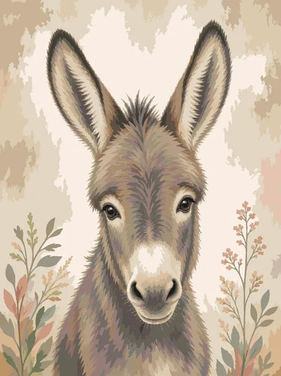 Portrait of a donkey among plants Paint By Numbers.