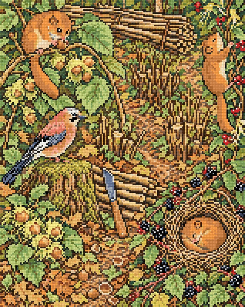 Dormice in the Hazel Coppice, 40x50 cm diamond painting – finished design preview