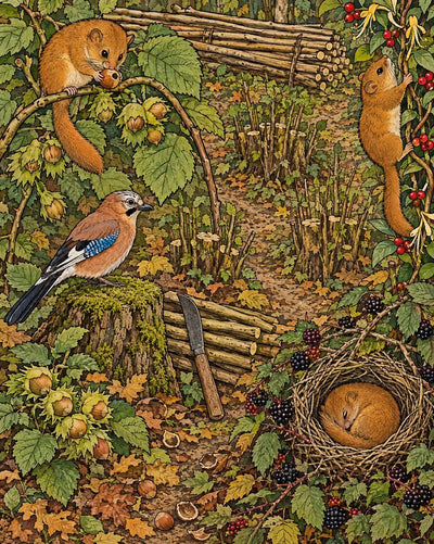 Dormice in the Hazel Coppice, 40x50 cm diamond painting – original artwork the design is made from