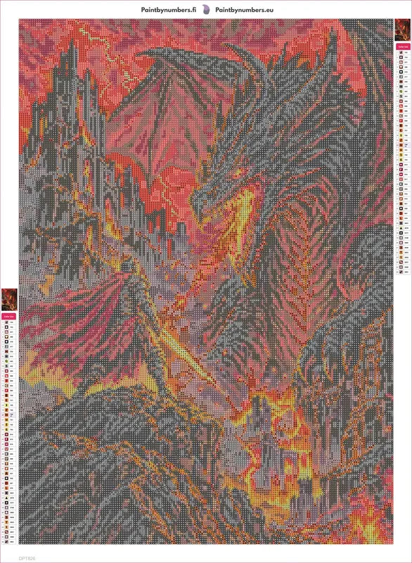 Diamond painting adhesive canvas preview - Dragon Knight of the Burning Peaks