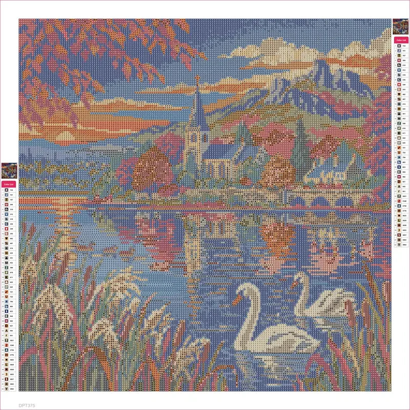 Diamond painting adhesive canvas preview - Duddingston Reed Reflections