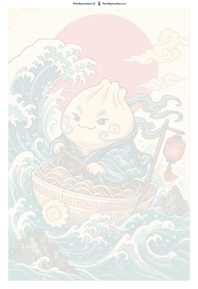 Numbered canvas - Dumpling in Noodle Bowl Boat 40x70cm