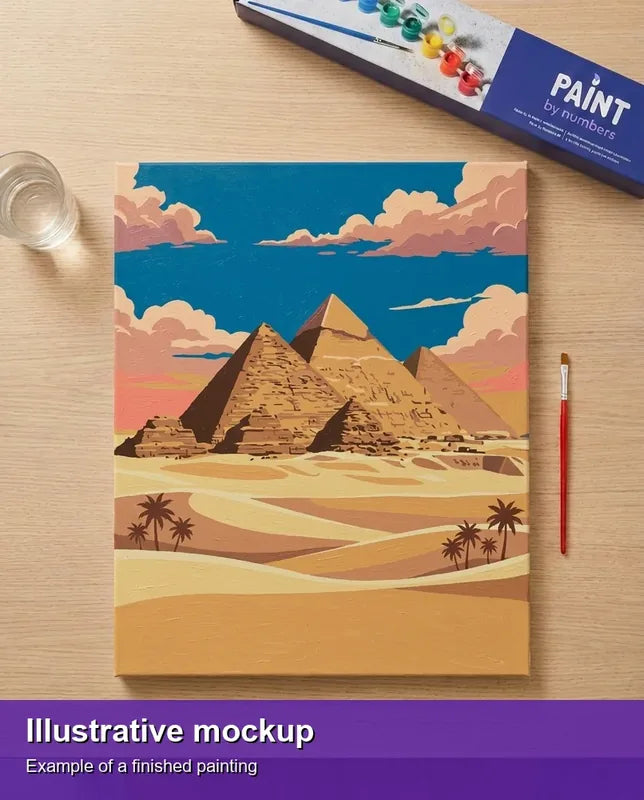 Illustration of the completed paint by numbers - Egypt Travel Poster 40x50cm