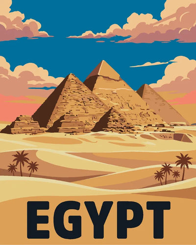 Egypt travel poster Paint By Numbers, the pyramids of Giza