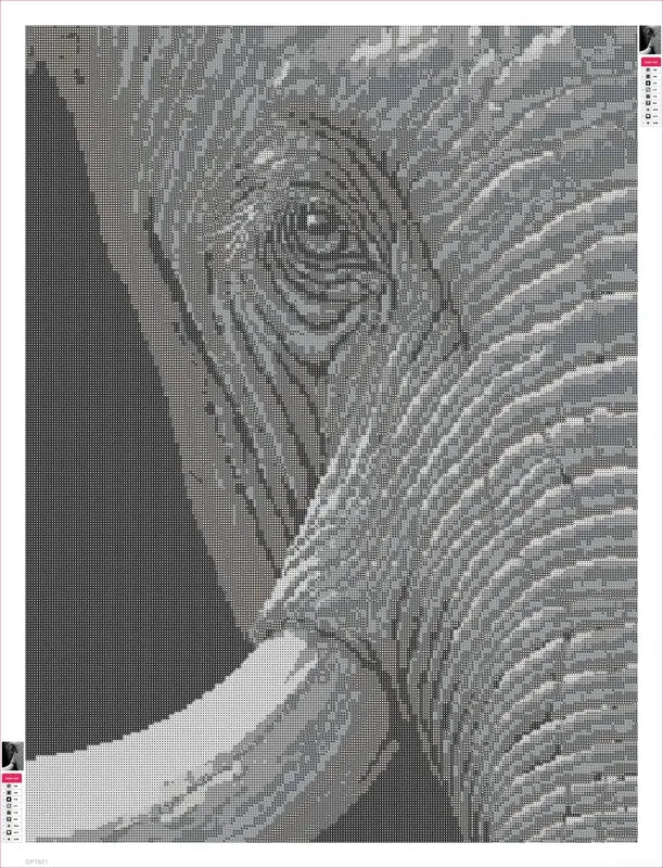Diamond painting adhesive canvas preview - Elephant Eye and Wrinkled Skin
