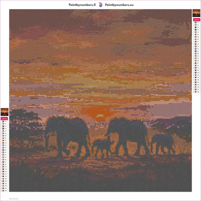 Elephant Family diamond painting adhesive canvas 50x50cm