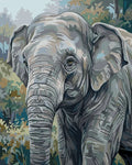 Thumbnail for Elephant in the forest Paint By Numbers, detailed gray skin and green background.
