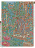 Thumbnail for Diamond painting adhesive canvas preview - Elephant through the Lotus Palace