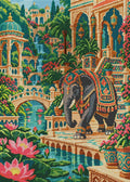 Thumbnail for Elephant through the Lotus Palace, 50x70 cm diamond painting – full design preview without the close-up inset