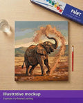 Thumbnail for Illustration of the finished paint by numbers - Elephant Throwing Sand 50x50cm