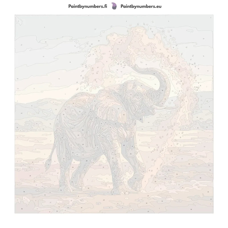 Numbered canvas - Elephant Throwing Sand 50x50cm