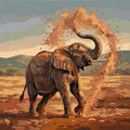 Thumbnail for Elephant throwing sand Paint By Numbers, savanna, brown tones