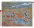 Thumbnail for Diamond painting adhesive canvas preview - Elephants at the Clay Waterhole