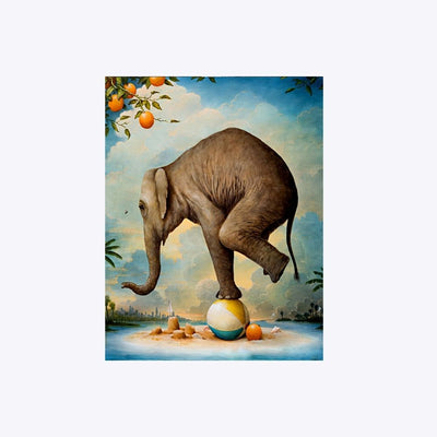 Elephant's Balance diamond painting with balancing elephant