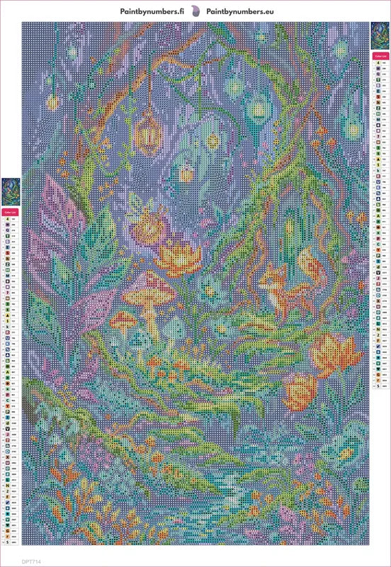 Diamond painting adhesive canvas preview - Enchanted Forest Fairy Encounter