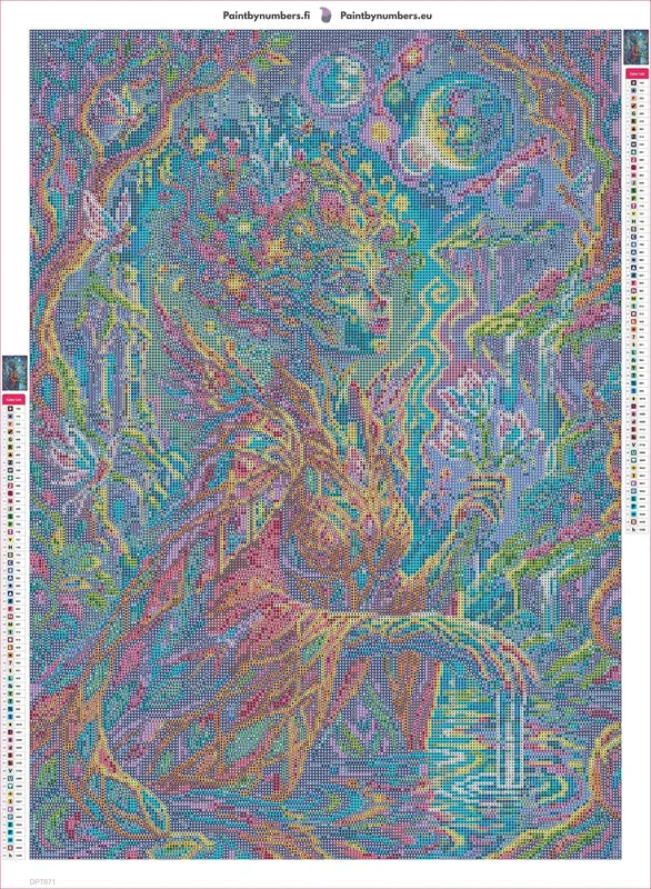 Diamond painting adhesive canvas preview - Enchanted Forest Fairy Queen
