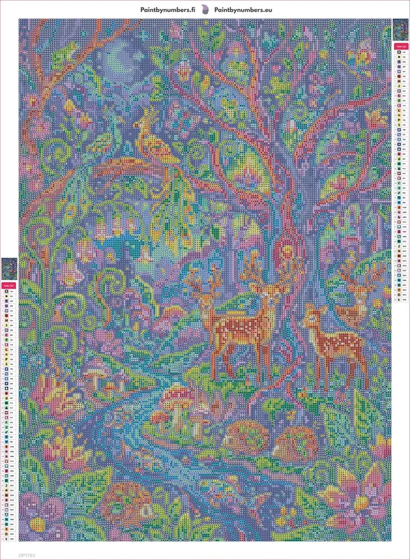 Diamond painting adhesive canvas preview - Enchanted Forest Nightlife