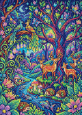 Thumbnail for Enchanted Forest Nightlife, 50x70 cm diamond painting – full design preview without the close-up inset