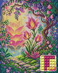 Thumbnail for Enchanted Garden Pathway, 40x50 cm diamond painting – finished design preview with a close-up of square drills
