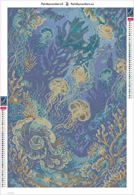 Diamond painting adhesive canvas preview - Enchanted Jellyfish Reef
