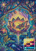 Thumbnail for Enchanted Lotus Forest, 50x70 cm diamond painting – finished design preview with a close-up of square drills