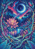 Thumbnail for Enchanted Lotus Moonlit Forest, 50x70 cm diamond painting – full design preview without the close-up inset