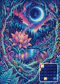 Thumbnail for Enchanted Lotus Moonlit Forest, 50x70 cm diamond painting – finished design preview with a close-up of square drills
