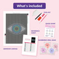 Thumbnail for What is included in the Eye in the Hex Dump diamond painting kit - adhesive canvas, reference sheet, tools and numbered drill bags