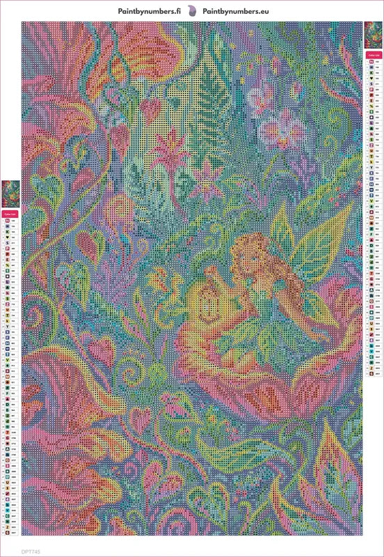 Diamond painting adhesive canvas preview - Fairy Girl in Enchanted Forest