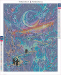 Thumbnail for Diamond painting adhesive canvas preview - Fantasy Cosmic Landscape Adventure