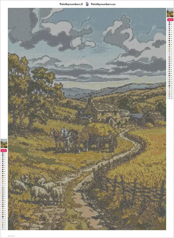Diamond painting adhesive canvas preview - Farmhouse Road