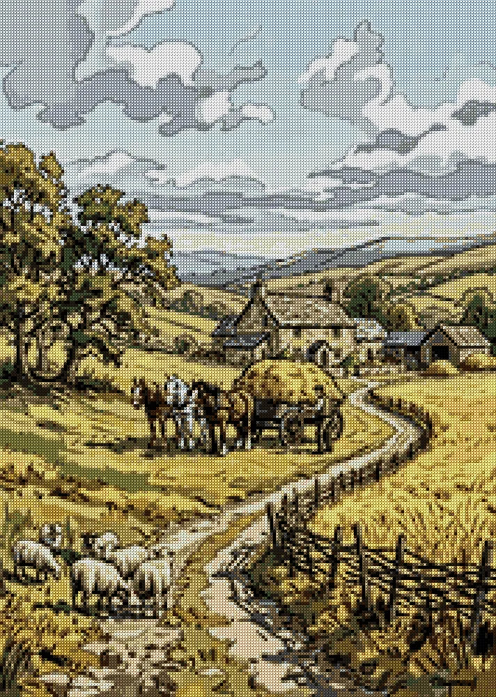 Diamond painting pattern chart - Farmhouse Road