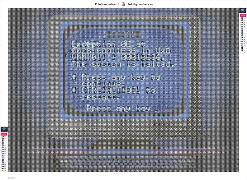 Diamond painting adhesive canvas preview - Fatal Error on a Midnight CRT