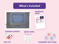Thumbnail for What is included in the Fatal Error on a Midnight CRT diamond painting kit - adhesive canvas, reference sheet, tools and numbered drill bags