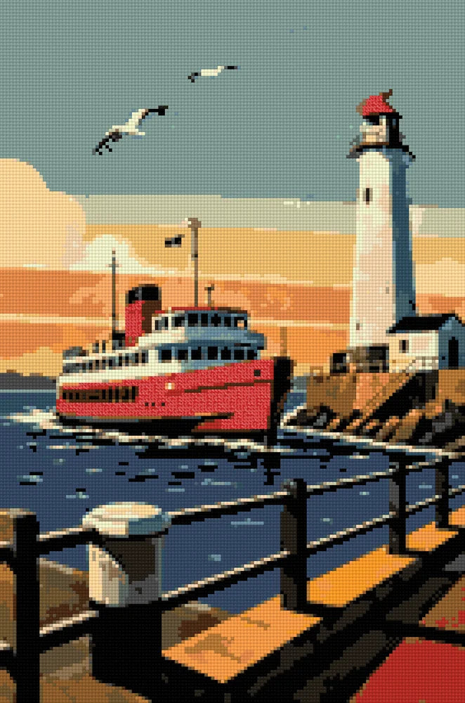 Diamantmönster för Ferry and Lighthouse