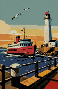 Thumbnail for Diamond painting pattern chart - Ferry and Lighthouse