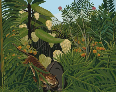 Fight Between a Tiger and a Buffalo paint by numbers - Henri Rousseau