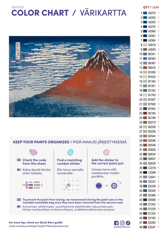 Paint color chart and instructions - Fine Wind, Clear Morning 60x40cm