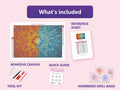 Thumbnail for Fire and Ice 60x40cm diamond painting kit contents: adhesive canvas, color chart, tools and diamond bags
