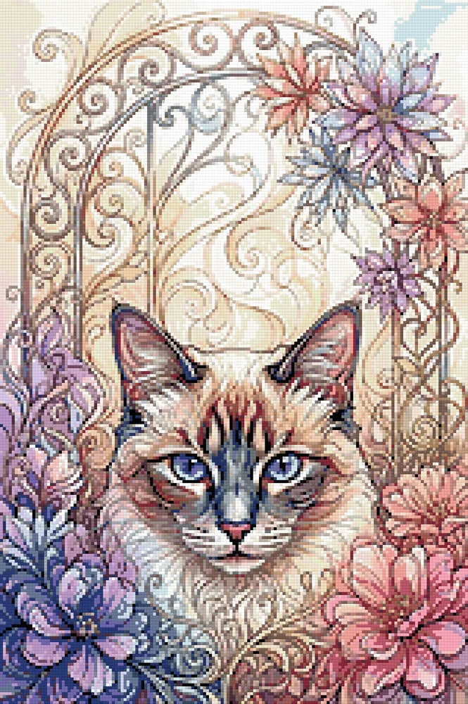 Diamantmönster för Floral Cat
