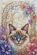 Thumbnail for Diamond pattern - Floral Cat