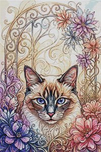 Thumbnail for Diamond pattern - Floral Cat